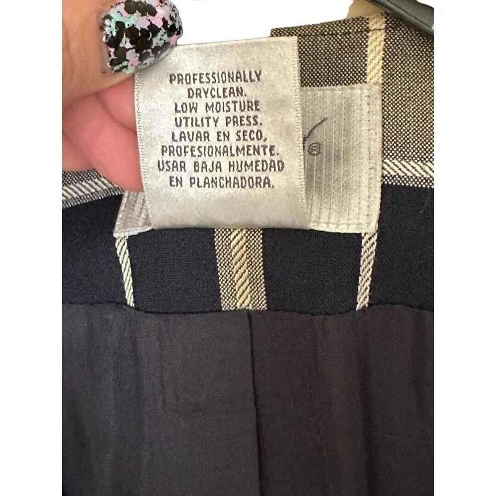 Jacquline ferrar Vintage 1980’s Rayon Navy/gray plaid Blazer jacket women’s Sz 6 - Picture 15 of 15